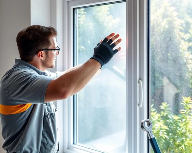 Technician repairing fogged windows in Grand Junction home
