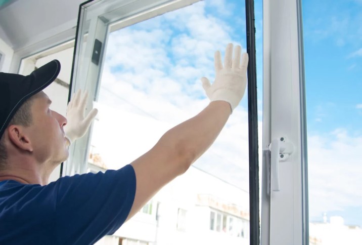 Technician performing window repair in Grand Junction home