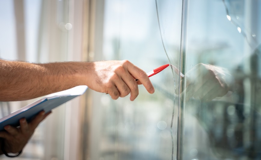 Cracked window glass repair Glenwood Springs by Summit Glass technician