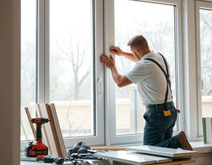 Technician performing glass window repair in Glenwood Springs home