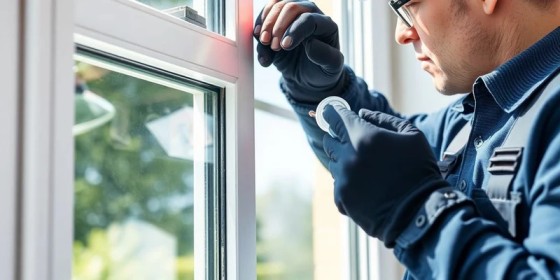 Technician performing window repair in a Glenwood Springs home