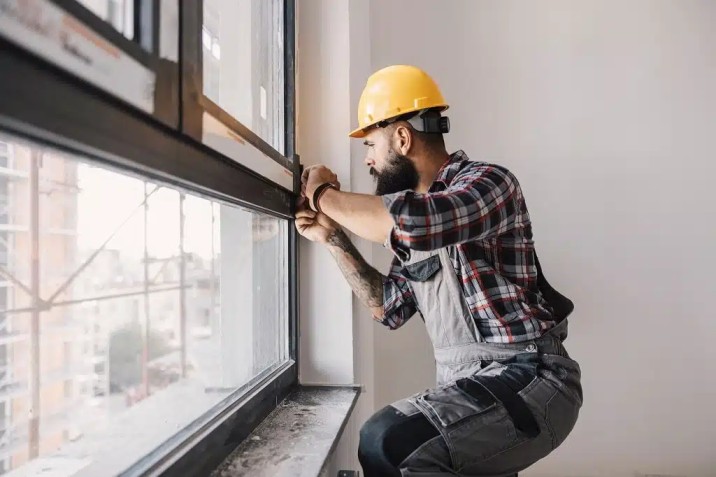 Technician performing window repair in Glenwood Springs home
