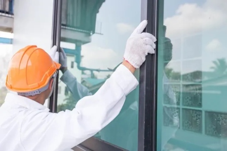 Professional technician performing window repair in Grand Junction