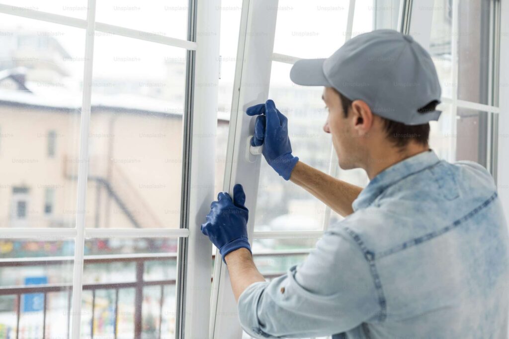 Professional technician repairing a window in Grand Junction