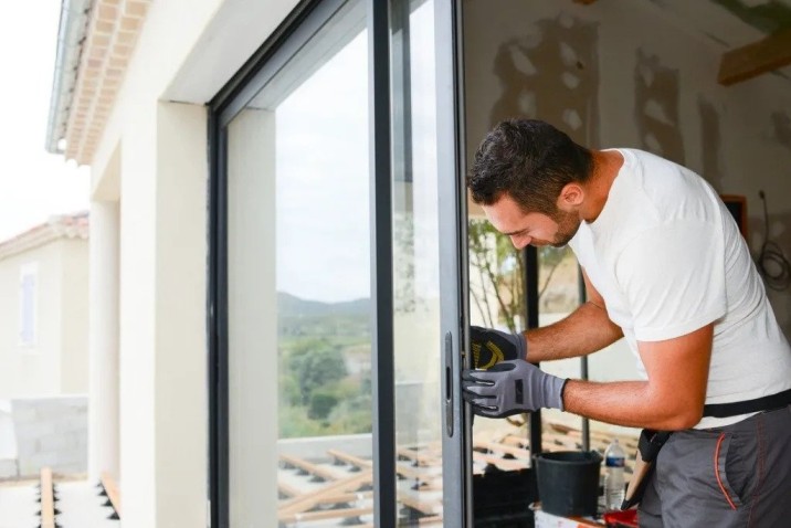 Technician performing trusted door repair in a Grand Junction property